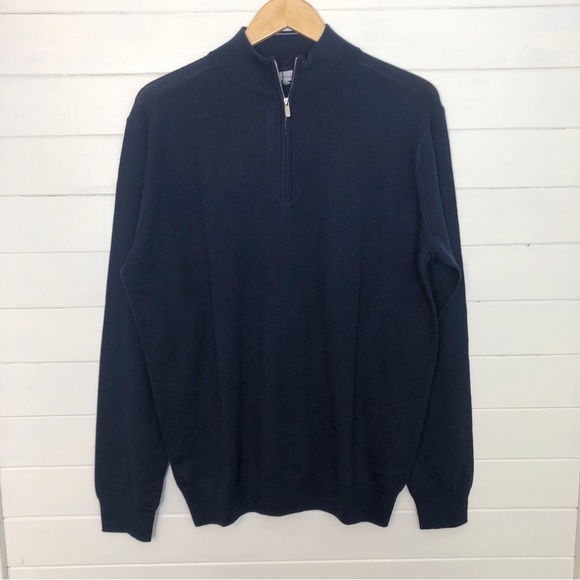 Peter Millar Autumn Crest Quarter Zip Sweater in Navy - Picture 2 of 8